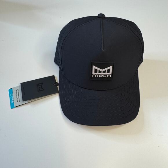 NWT MELIN Hydro Odyssey Odysea Stacked Black Hat Cap Small - Picture 2 of 5